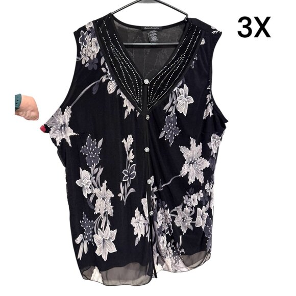 APPOINTMENTS Tops - GORGEOUS  TOP w/RHINESTONE DETAIL     3X PLUS   #Y